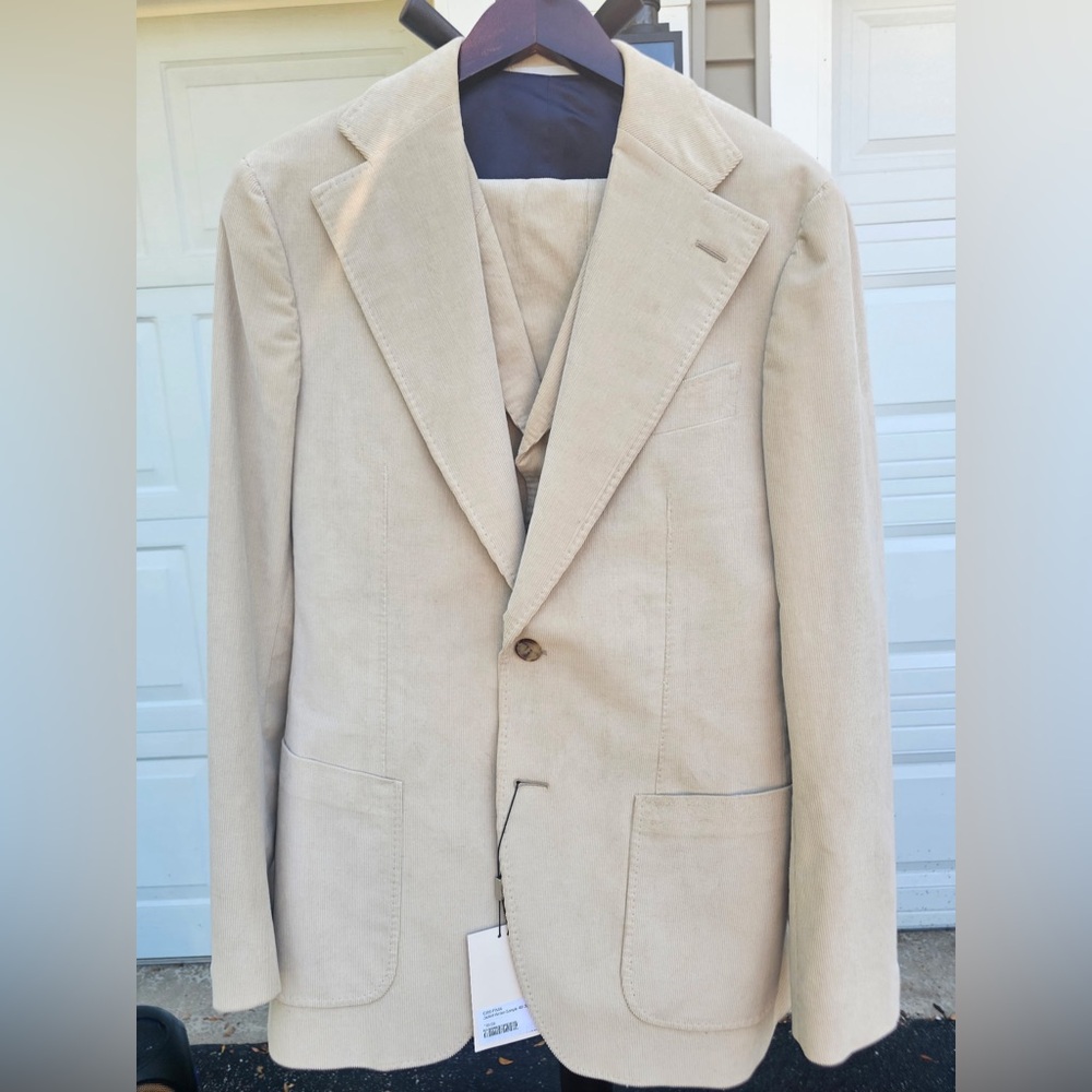 Men's Beige 3 Piece Suit | Corduroy | Fall Suit